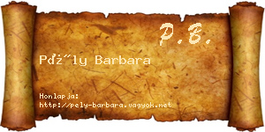 Pély Barbara névjegykártya