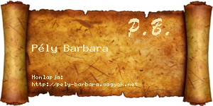 Pély Barbara névjegykártya